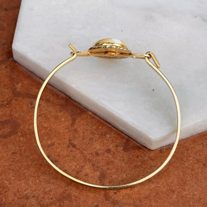 Estate Yellow Gold-Plated Painted Enamel Horse Bangle Bracelet