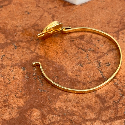 Estate Yellow Gold-Plated Painted Enamel Horse Bangle Bracelet