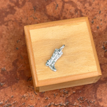 Sterling Silver Cowboy Western Boot Pendant Charm