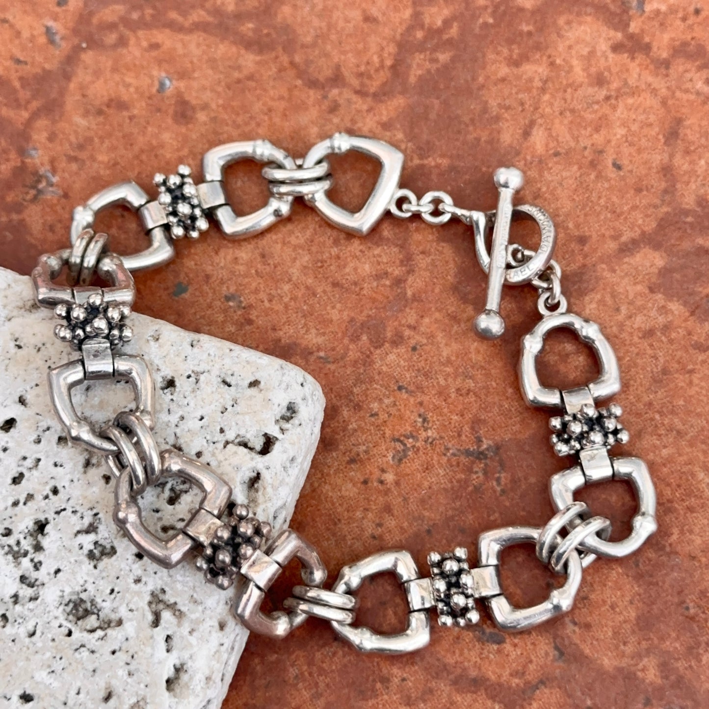 Estate Sterling Silver Michael Dawkins Horse Bit Stirrup Link Bracelet 026