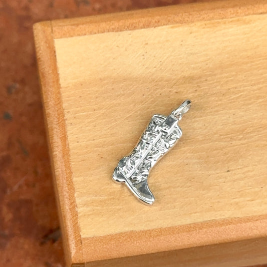 Sterling Silver Cowboy Western Boot Pendant Charm