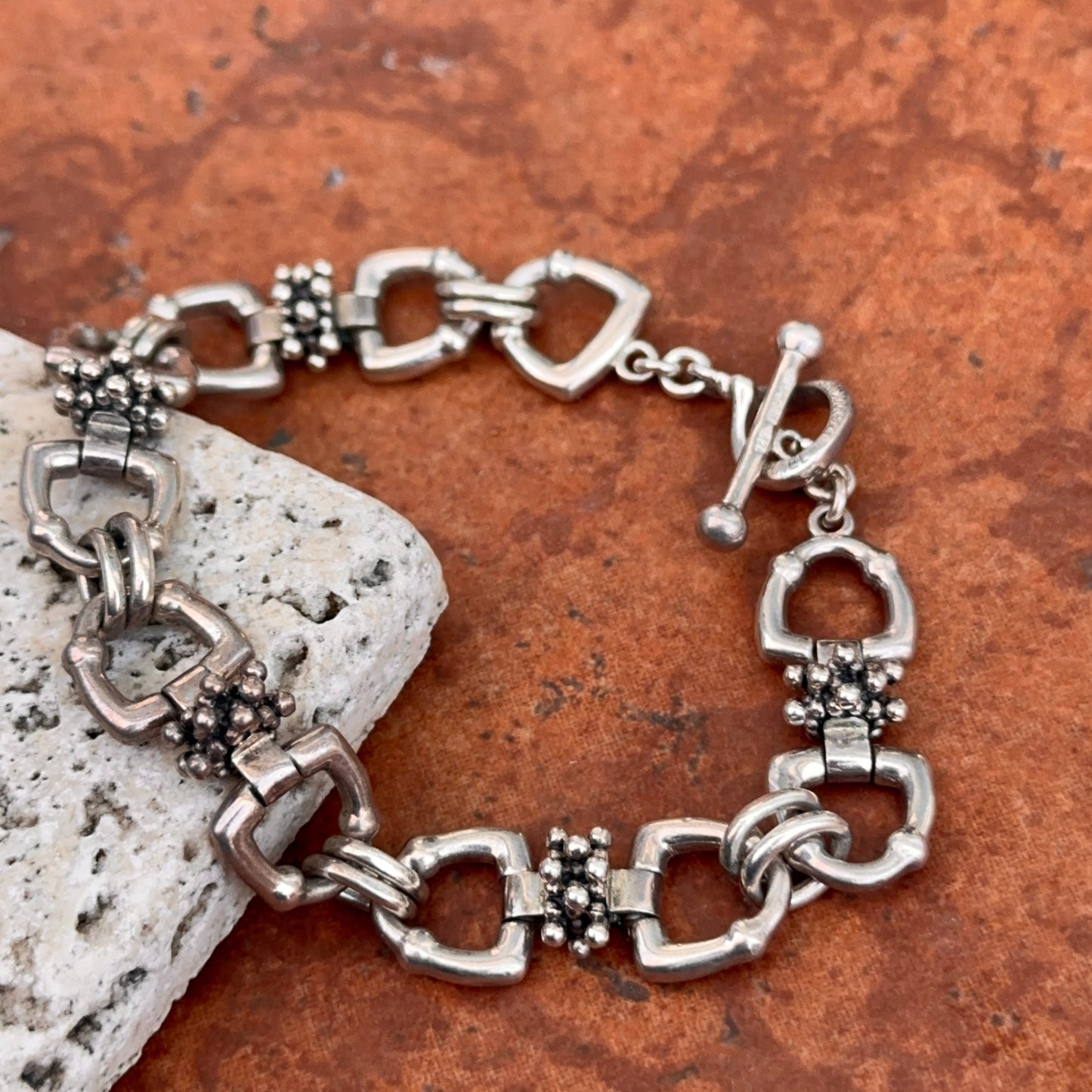 Estate Sterling Silver Michael Dawkins Horse Bit Stirrup Link Bracelet 026