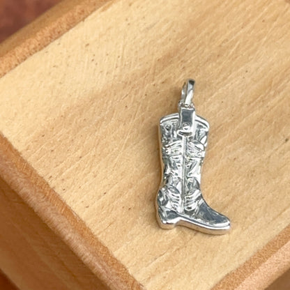 Sterling Silver Cowboy Western Boot Pendant Charm