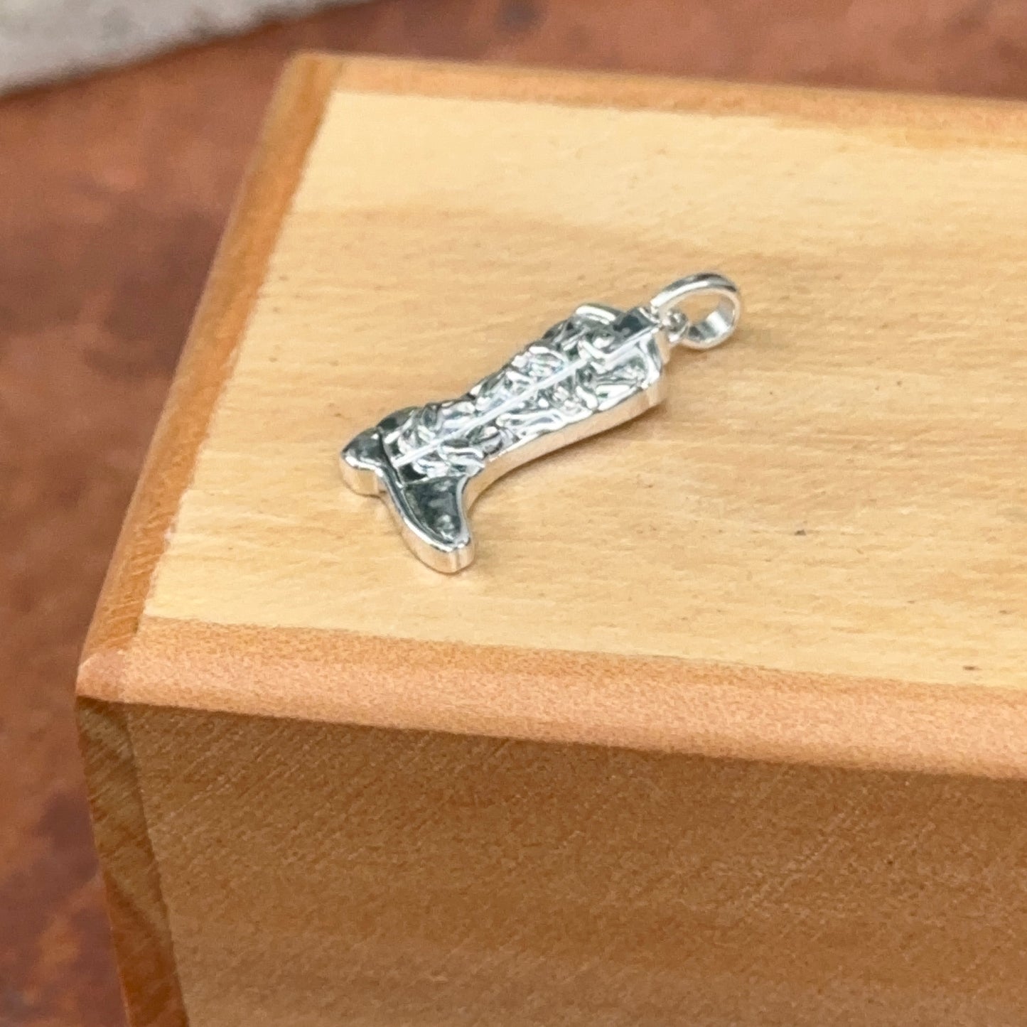 Sterling Silver Cowboy Western Boot Pendant Charm