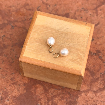 Estate 14KT Yellow Gold Mini Freshwater Pearl 8mm Earring Charms