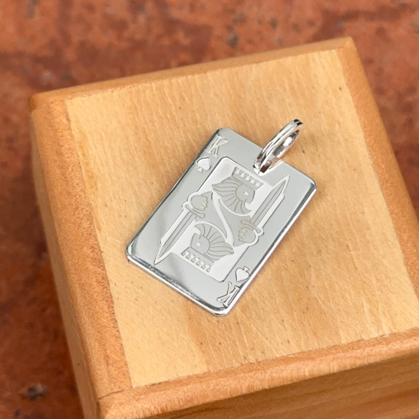 Sterling Silver King of Spades Playing Card Pendant