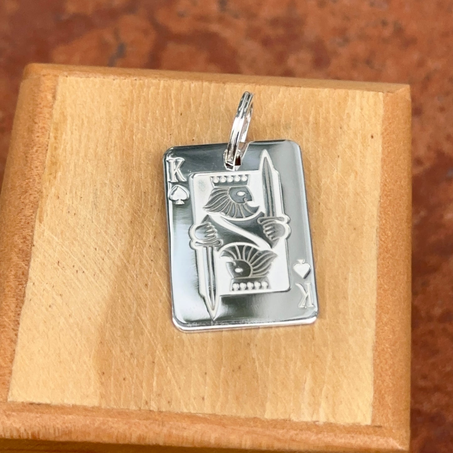 Sterling Silver King of Spades Playing Card Pendant