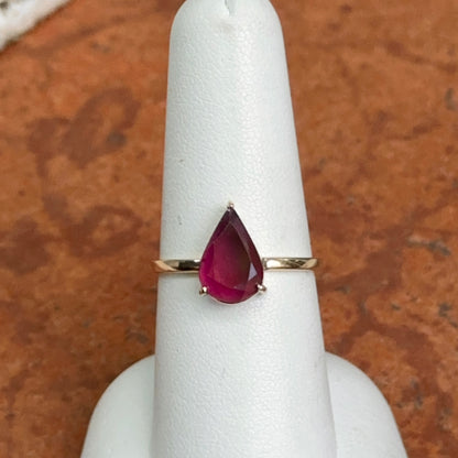 14KT Yellow Gold Pear Pink Tourmaline Solitaire Ring