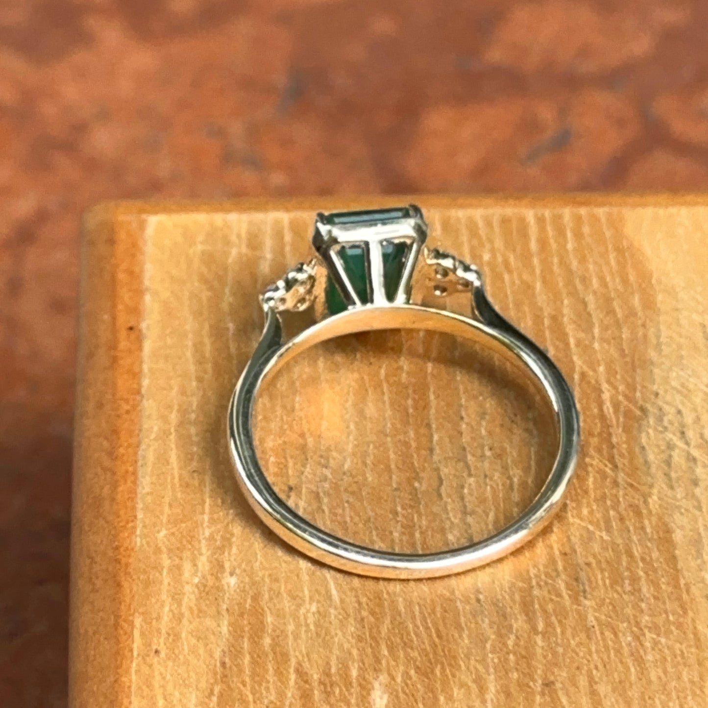 14KT Yellow Gold Emerald-Cut 1.55 CT Emerald + Diamond Ring