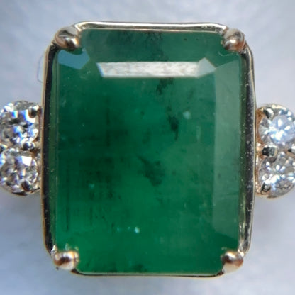 14KT Yellow Gold Emerald-Cut 1.55 CT Emerald + Diamond Ring