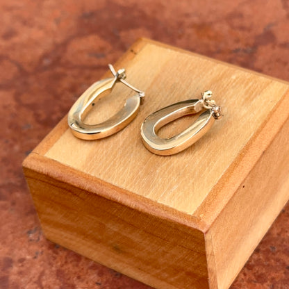Estate 14KT Yellow Gold Shiny Wavy Hoop Earrings