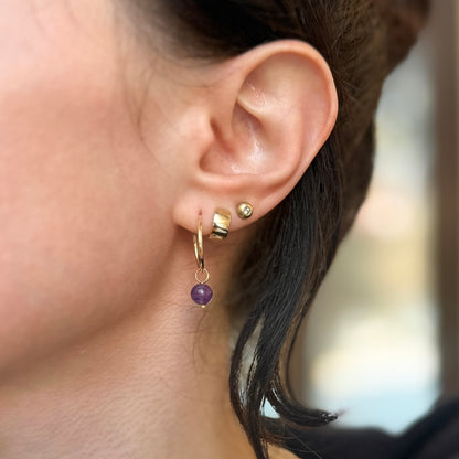 Estate 14KT Yellow Gold & Amethyst Ball Earring Charms 6mm