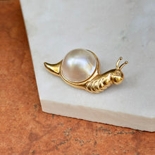 Load image into Gallery viewer, Estate MAZ 14KT Yellow Gold Mabe Pearl Snail Pin Brooch