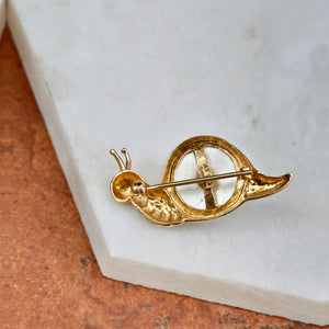 Estate MAZ 14KT Yellow Gold Mabe Pearl Snail Pin Brooch