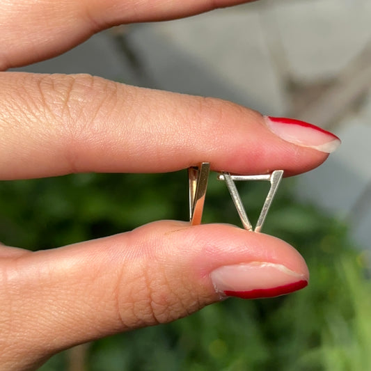 14KT Yellow Gold Triangle Huggie Hoop Earrings