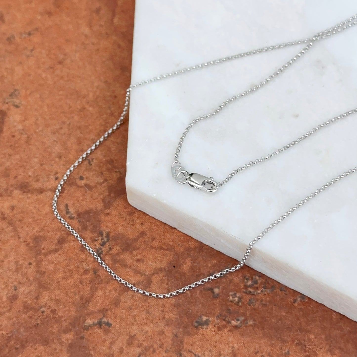 14KT White Gold 1.15mm Rolo Chain Necklace