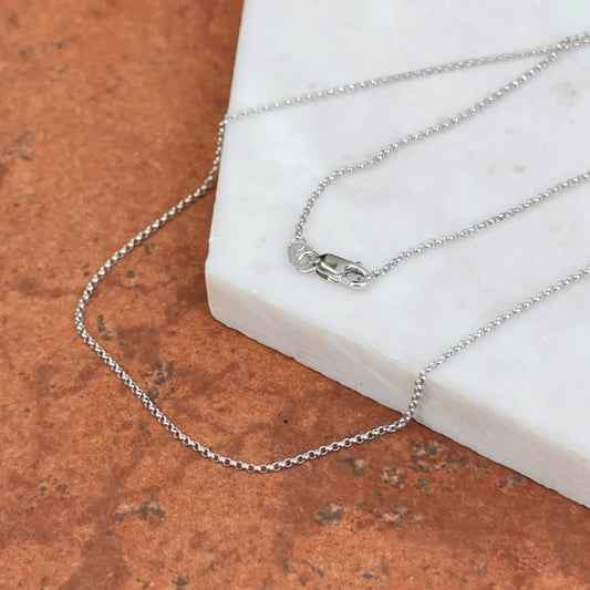 14KT White Gold 1.15mm Rolo Chain Necklace