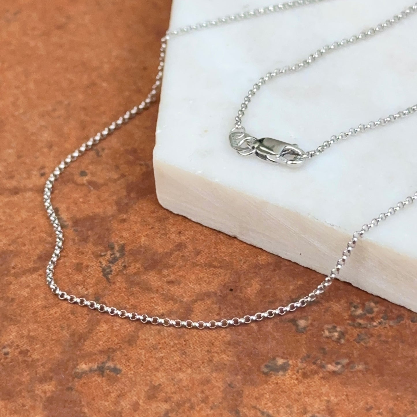 14KT White Gold 1.15mm Rolo Chain Necklace