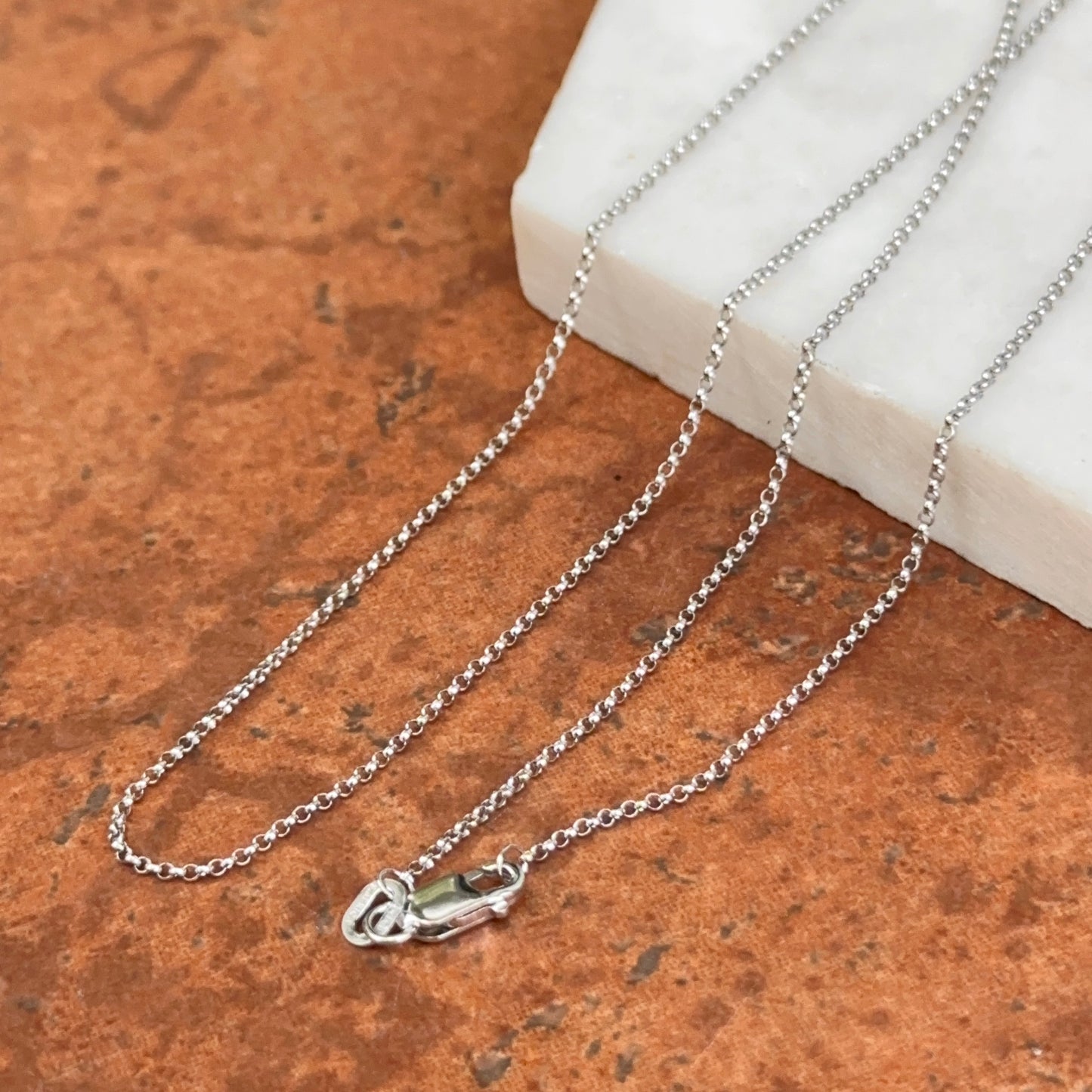 14KT White Gold 1.15mm Rolo Chain Necklace