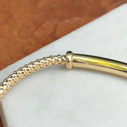 14KT Yellow God Mesh Slip-On Barrel Center Bracelet