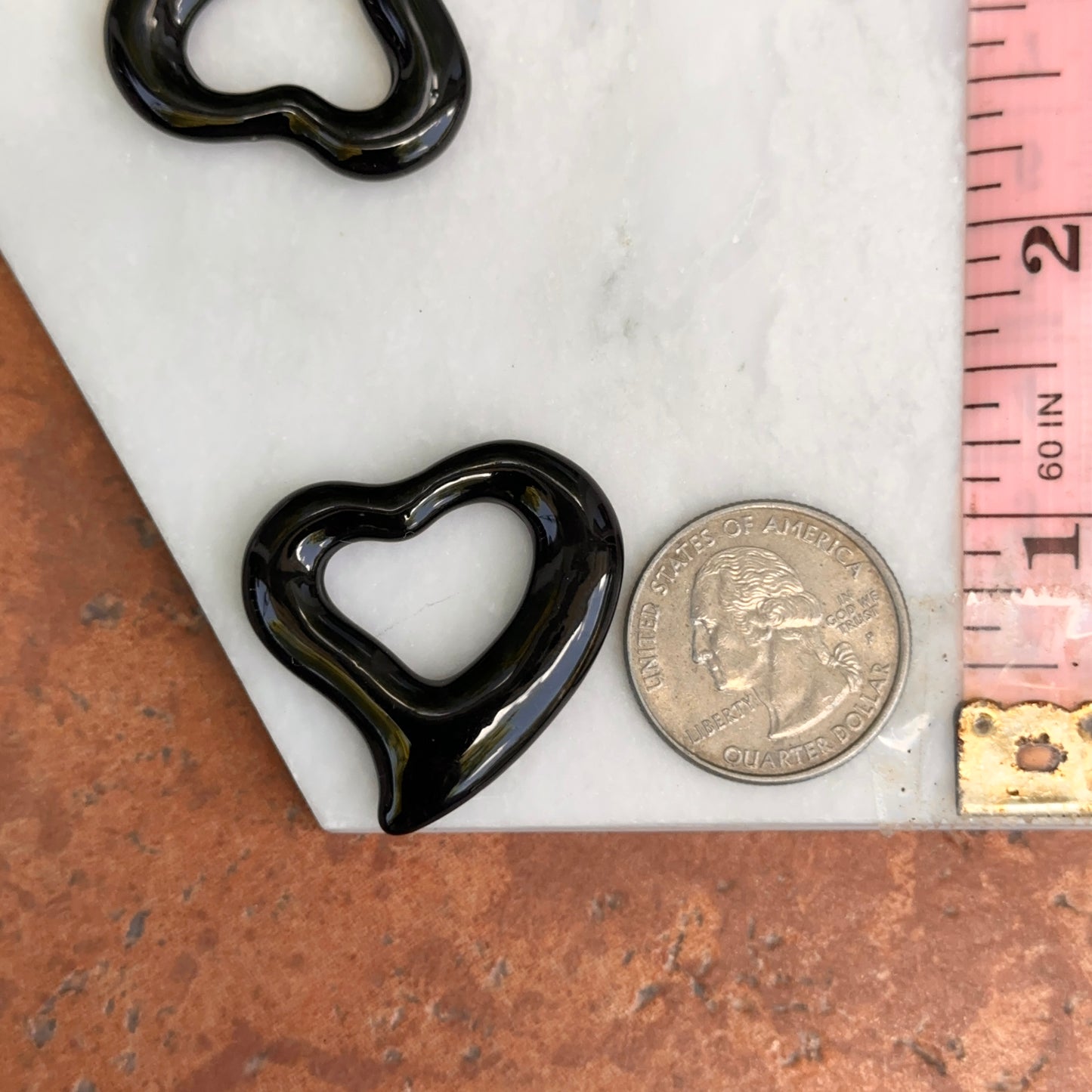 Estate Black Onyx Heart Earring Charms