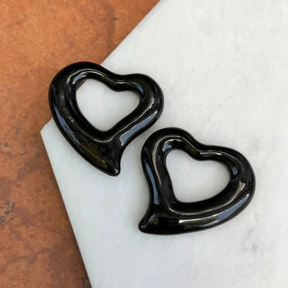 Estate Black Onyx Heart Earring Charms