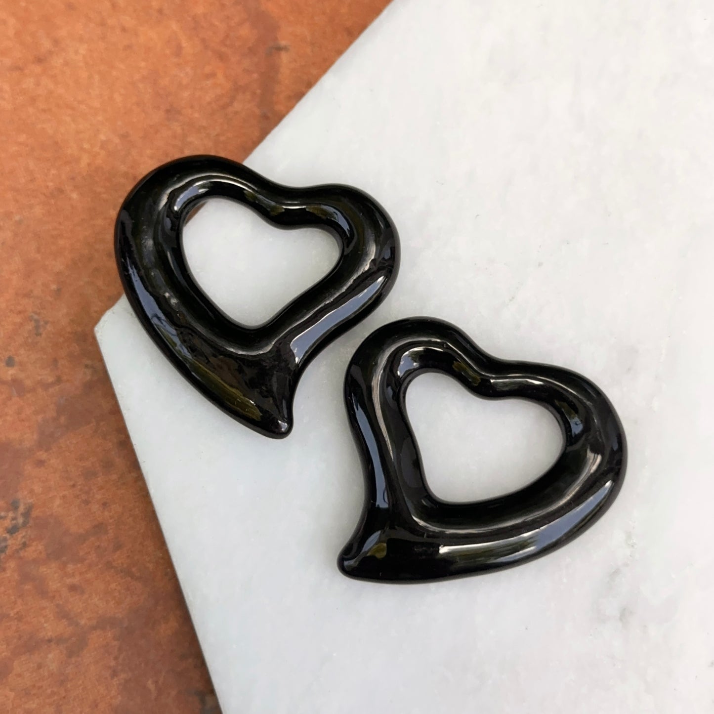 Estate Black Onyx Heart Earring Charms