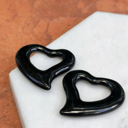 Estate Black Onyx Heart Earring Charms