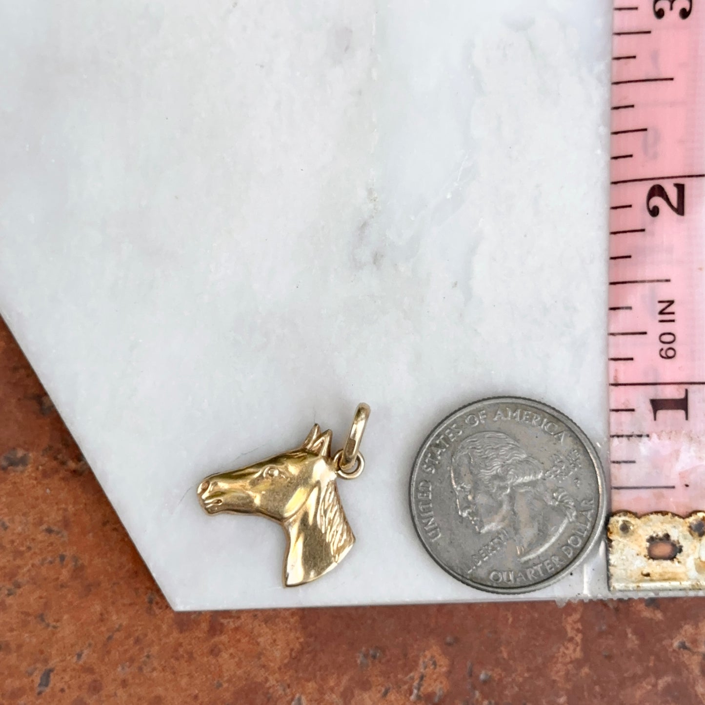 Estate 14KT Yellow Gold Tilted Horse Pendant Charm