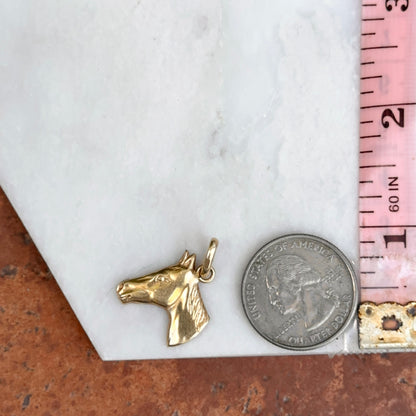 Estate 14KT Yellow Gold Tilted Horse Pendant Charm