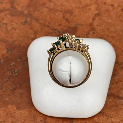 Estate 14KT Yellow Gold Marquise Colombian Emerald + Diamond Ring - LSJ
