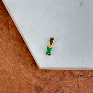 Estate 14KT Yellow Gold .35 CT Emerald-Cut Emerald Drop Pendant