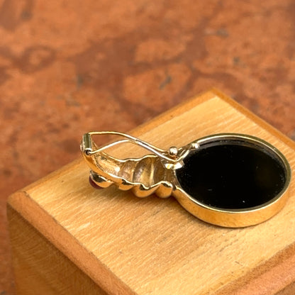 Estate 14KT Yellow Gold Carved Onyx Medusa Intaglio + Ruby Pendant