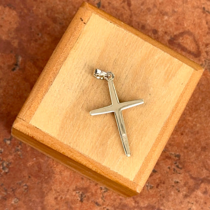 Two-Tone 14KT Yellow Gold Diamond Shape Center Cross Pendant Charm 28mm