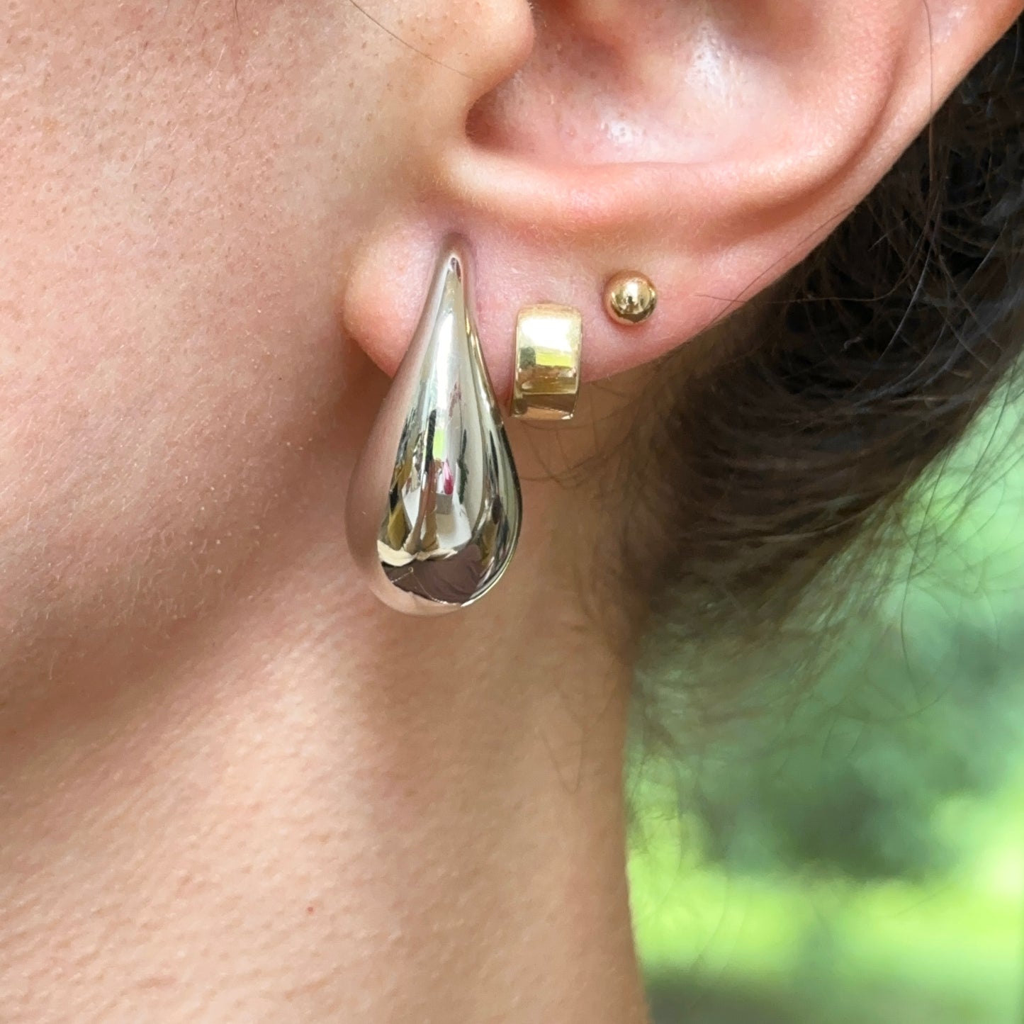 Sterling Silver Tapered Puffed Teardrop Post Earrings