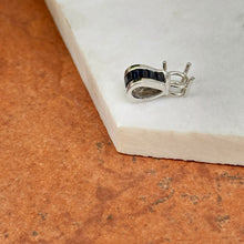 Load image into Gallery viewer, Estate Platinum Baguette Blue Sapphire Mounting Pendant Slide