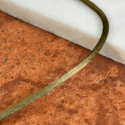 14KT Yellow Gold 2.8mm Olive Green Silk Cord Necklace