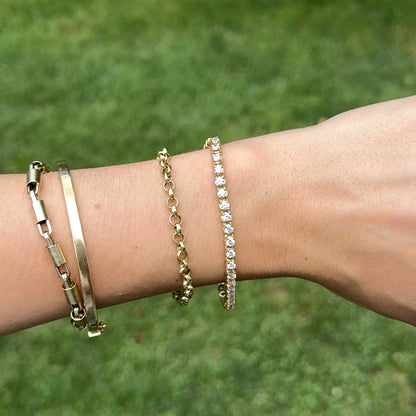 Estate Yellow Gold Plated Sterling Silver Cubic Zirconia Tennis Bracelet