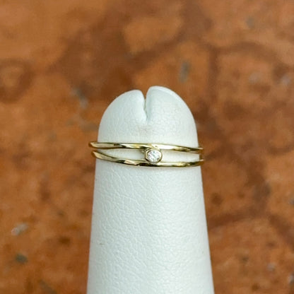 10KT Yellow Gold Band + CZ Toe Ring Adjustable