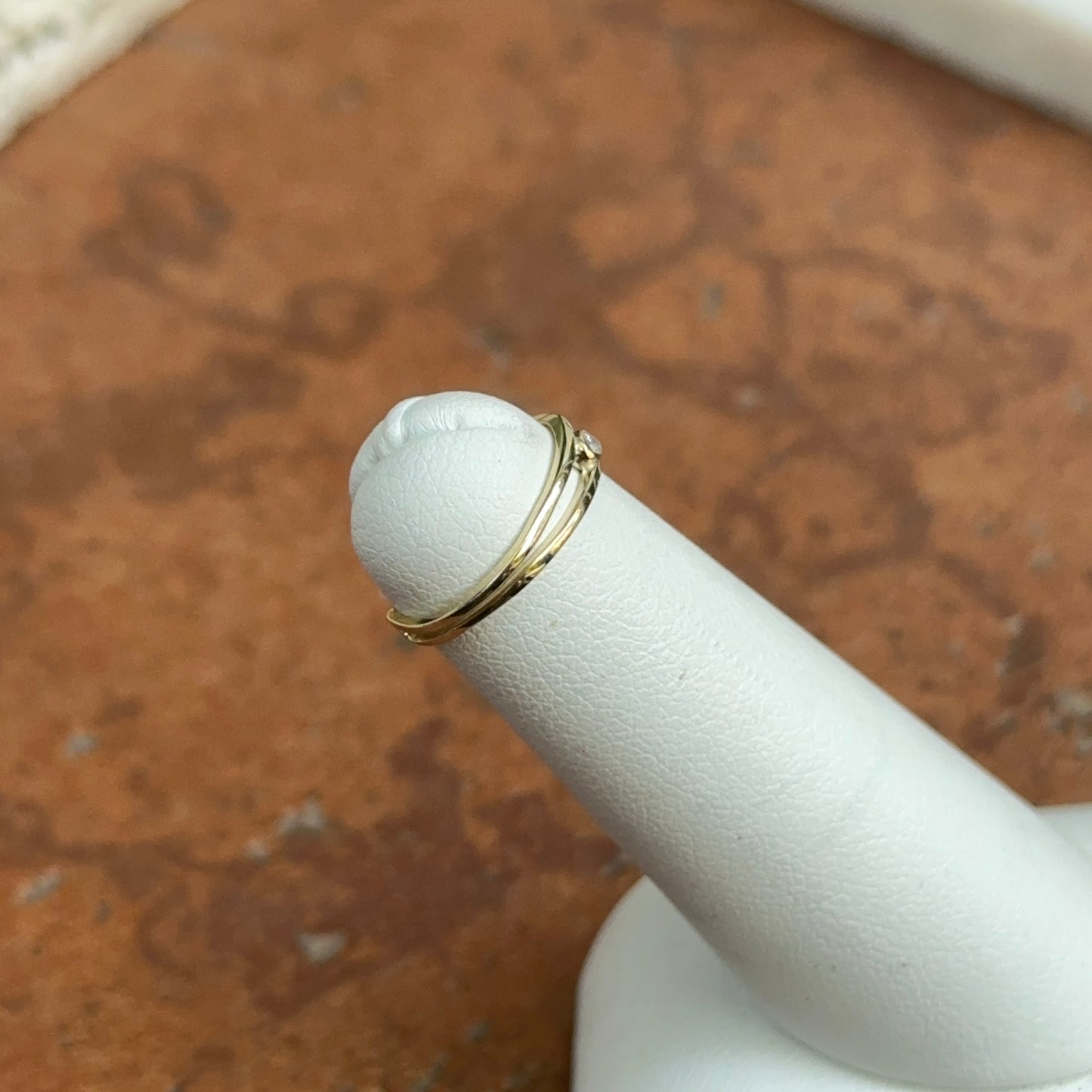 10KT Yellow Gold Band + CZ Toe Ring Adjustable