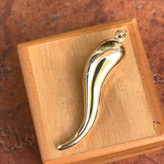 Estate 14KT Yellow Gold Corno Italian Horn Pendant 5mmn