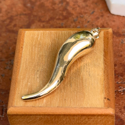 Estate 14KT Yellow Gold Corno Italian Horn Pendant 5mmn