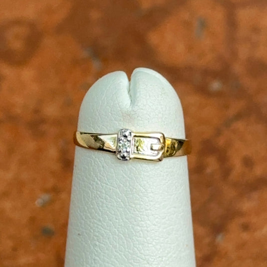 14KT Yellow Gold .01ct Diamond Buckle Toe Ring Adjustable - LSJ