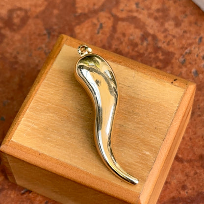 Estate 14KT Yellow Gold Corno Italian Horn Pendant 5mmn