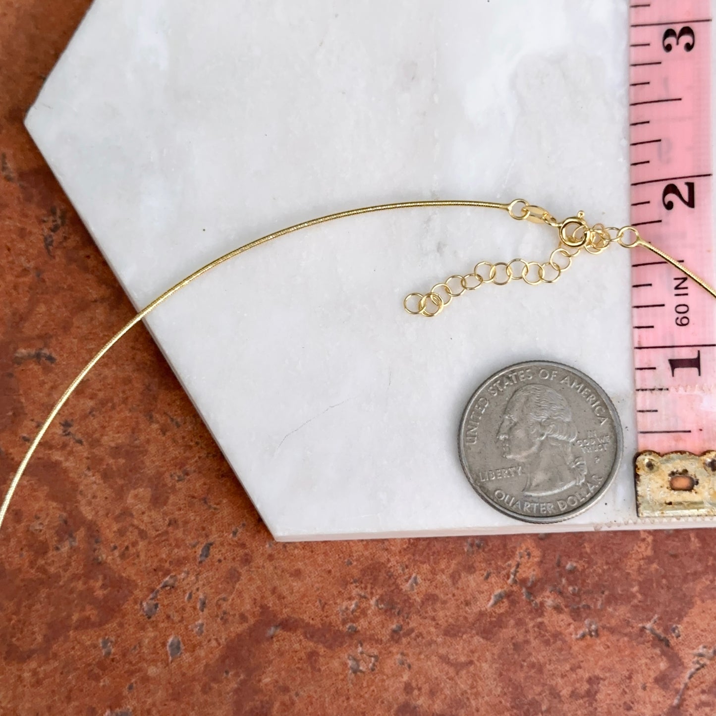14KT Yellow Gold Sparkle 1mm Round Collar Necklace