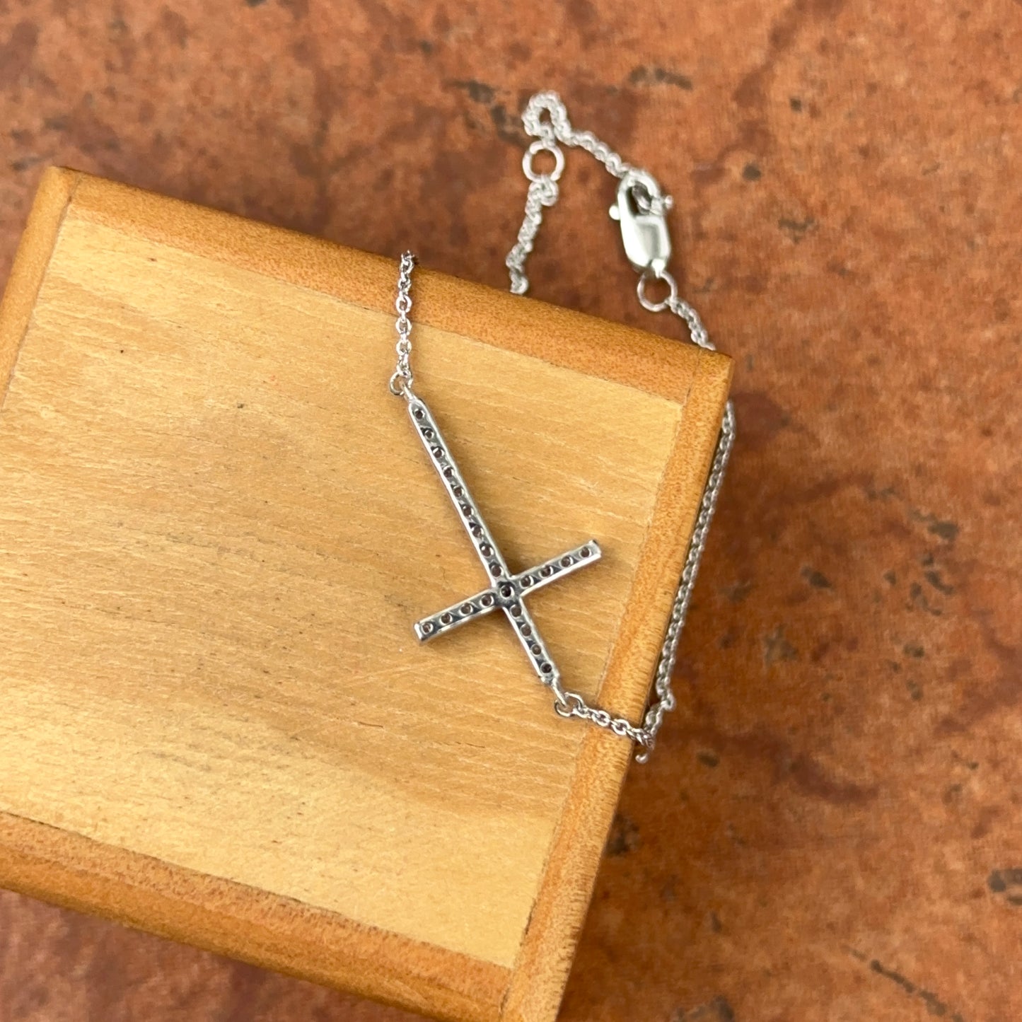 Sterling Silver Diamond Cross Chain Bracelet