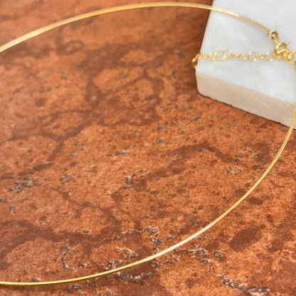 14KT Yellow Gold Sparkle 1mm Round Collar Necklace