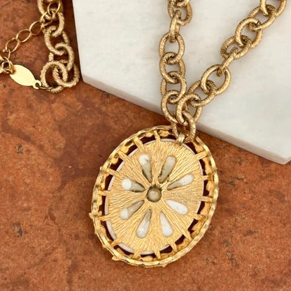 Vintage Enamel Horse Necklace Gold-Filled Seed Pearl Cable Link