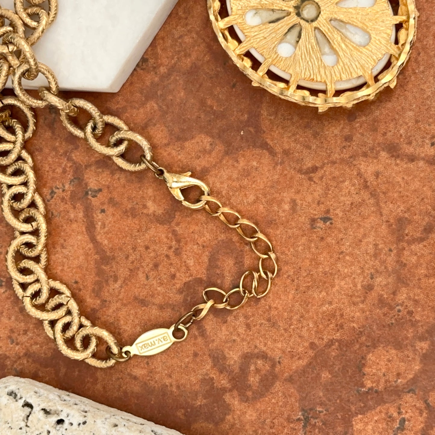 Vintage Enamel Horse Necklace Gold-Filled Seed Pearl Cable Link