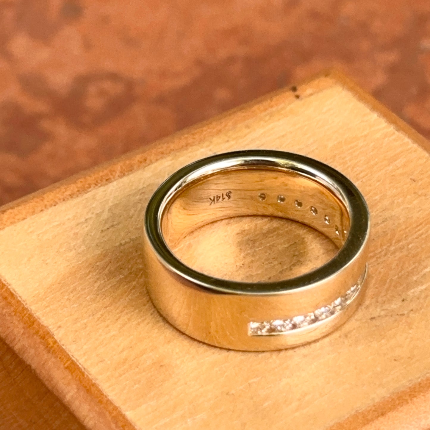 14KT Yellow Gold 7mm Channel-Set Diamond Band Ring